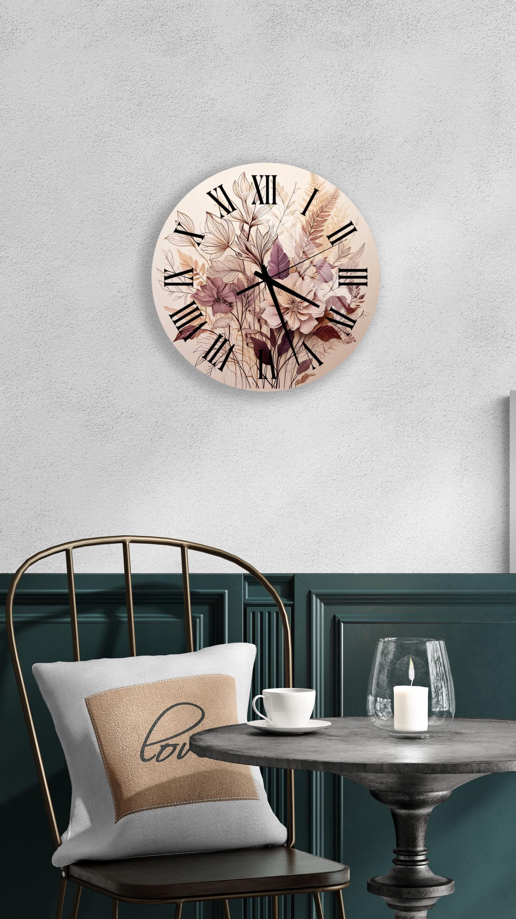 a clock that is on the wall above a table
