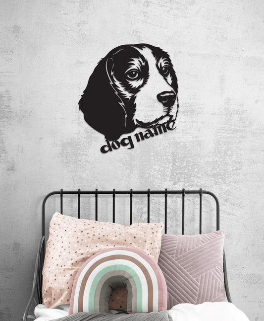 Personalized Dog Wall Art – Large Beagle Metal Wall Decor | Custom Name Gift