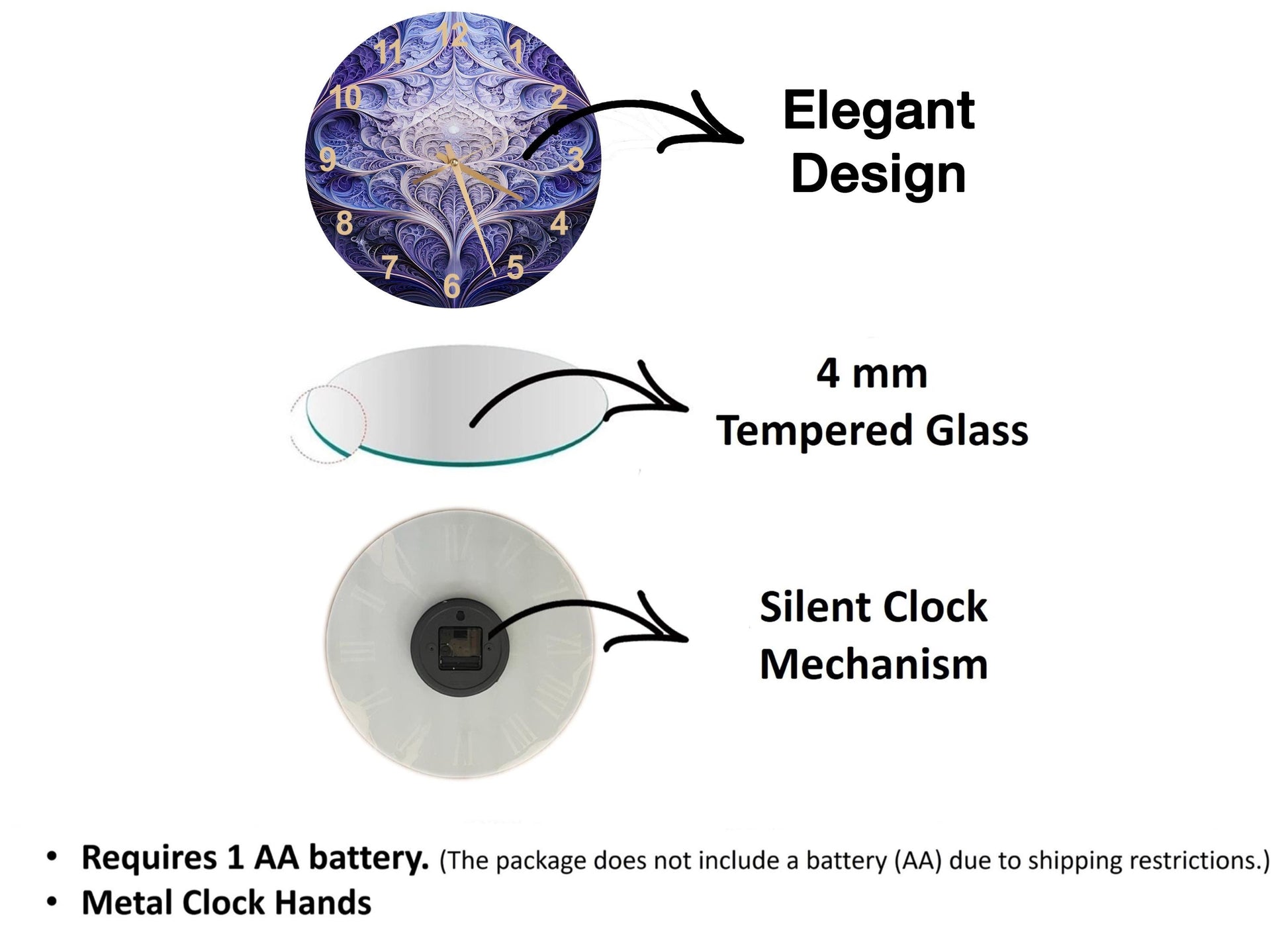 a diagram of the different parts of a clock