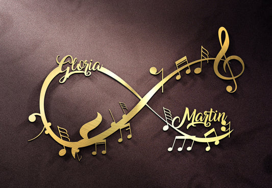 Music Notes Wall Art - Custom Infinity Metal Sculpture | Modern Home Decor