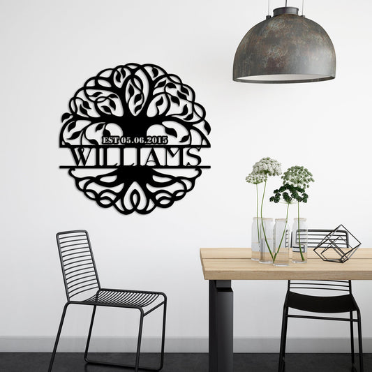 Metal Tree of Life Wall Art - Custom Family Name Sign | Unique Home Decor