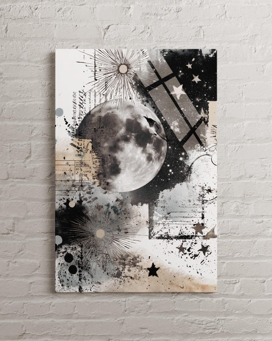 Abstract Starry Sky Tempered Glass Wall Art – Large Modern Monochrome Print
