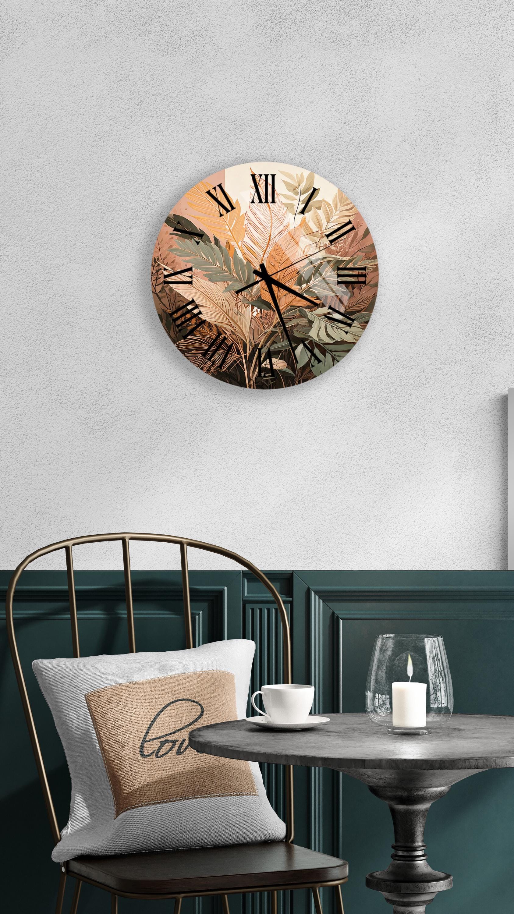 a clock that is on the wall above a table