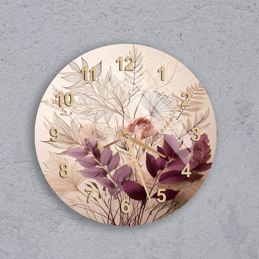 a clock with a painting of flowers on it