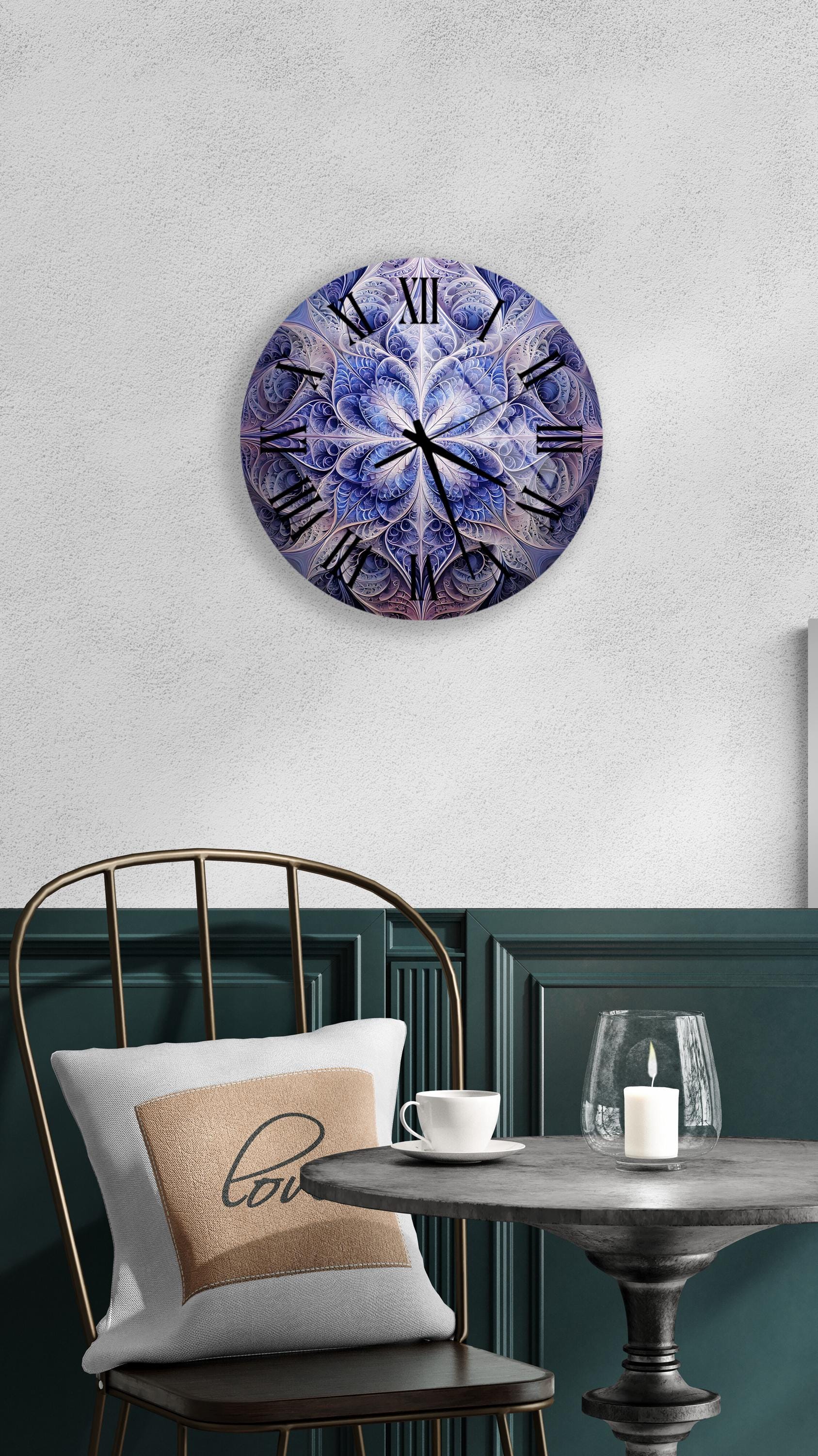 a clock that is on the wall above a table