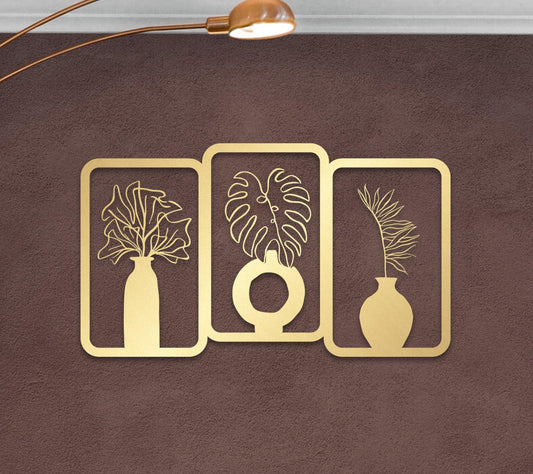 Floral Metal Wall Art - 3 Piece Flower Set | Modern Durable Metal Decor