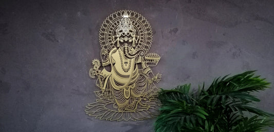 Ganesha Metal Wall Art - Large 3D Elephant Statue Decor | Hindu Home Gift