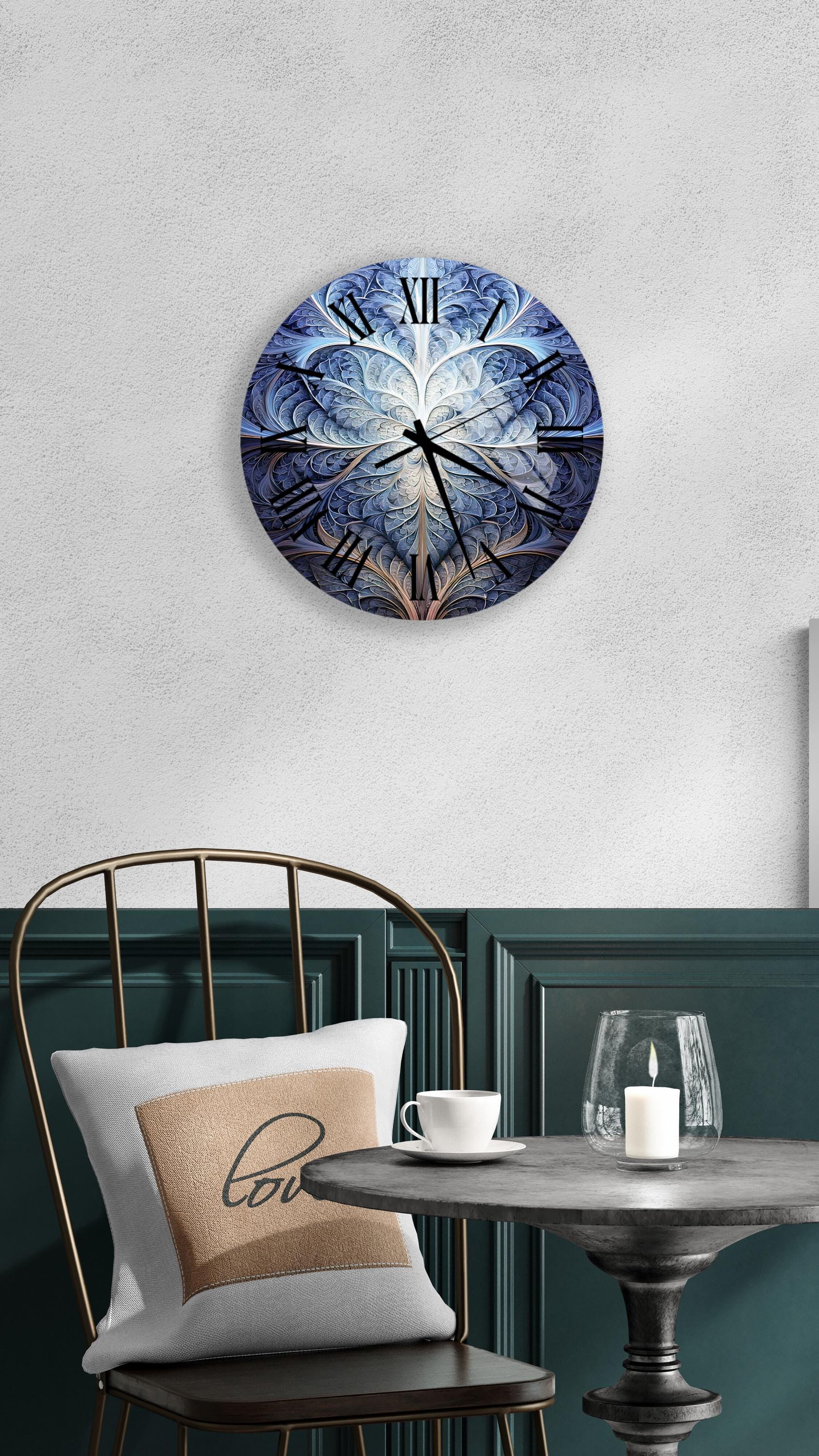 a clock that is on the wall above a table
