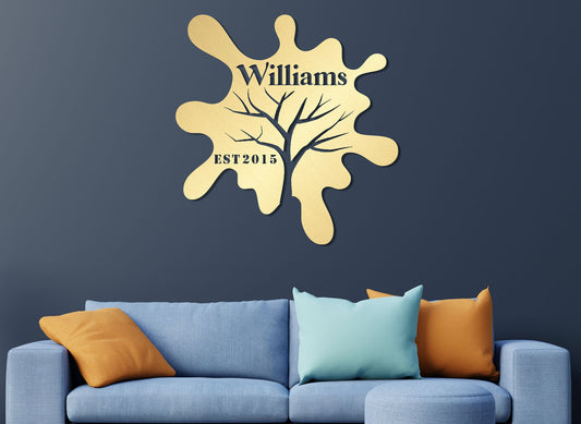 Personalized Metal Wall Art – Family Tree Custom Sign | Modern Home Decor