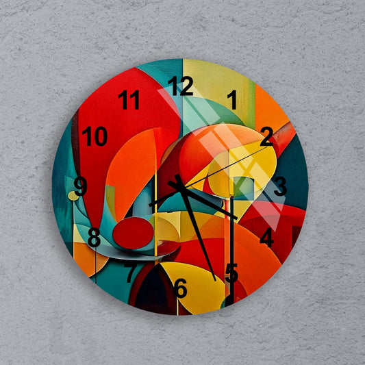 a colorful clock with numbers on it on a wall