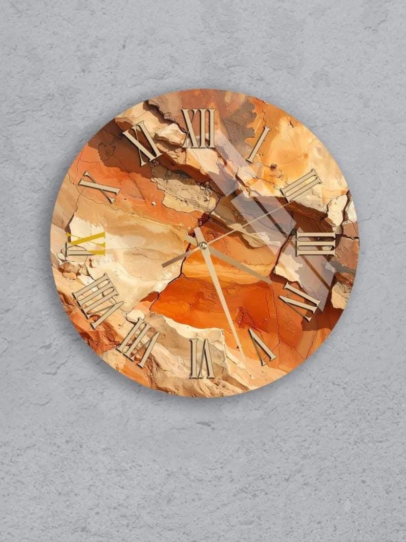 six round wall clocks with different designs, all set against a gray background.