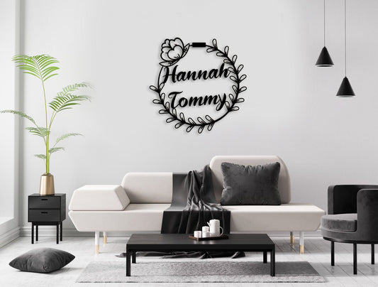 Personalized Wedding Gift – Custom Metal Floral Sign | Easy Mounting Wall Art