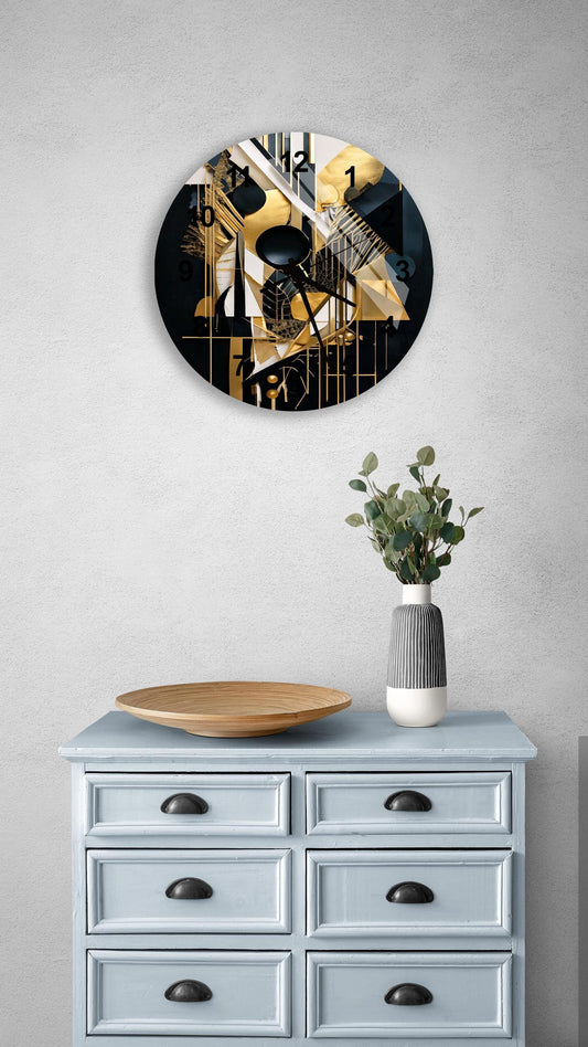 a blue dresser with a vase of flowers on top of it