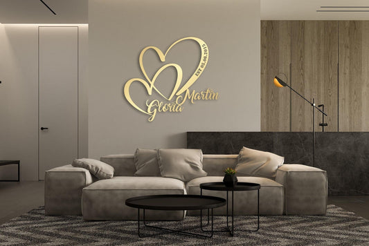 Custom Metal Wall Art – Romantic Minimalist Heart Design | Personalized Gift