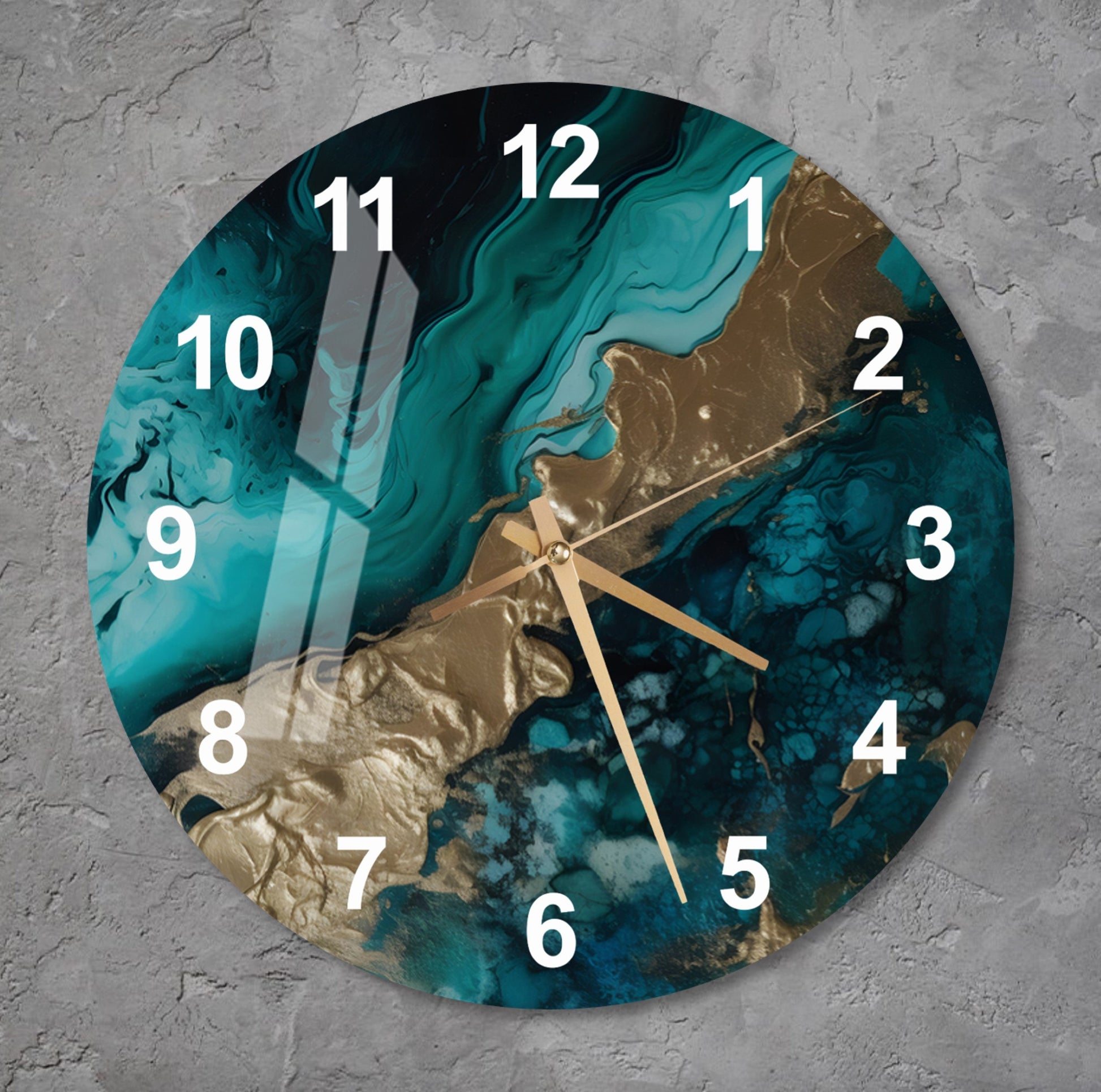 a clock with a gold and blue design on it