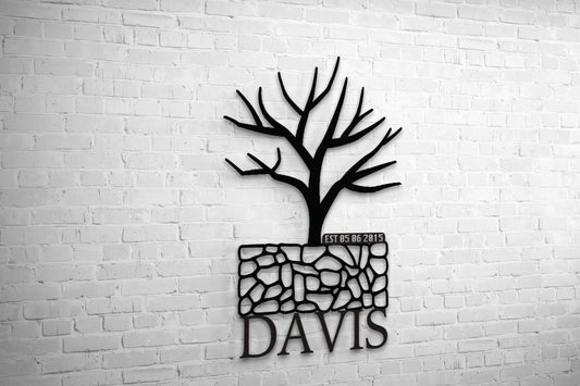 Custom Metal Wall Art - Tree Of Life Decor | Personalized Family Name Sign