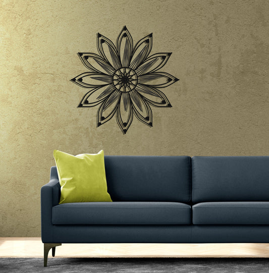 Metal Wall Art Mandala Metal Sign – Outdoor Flower Wall Decor, Copper Finish