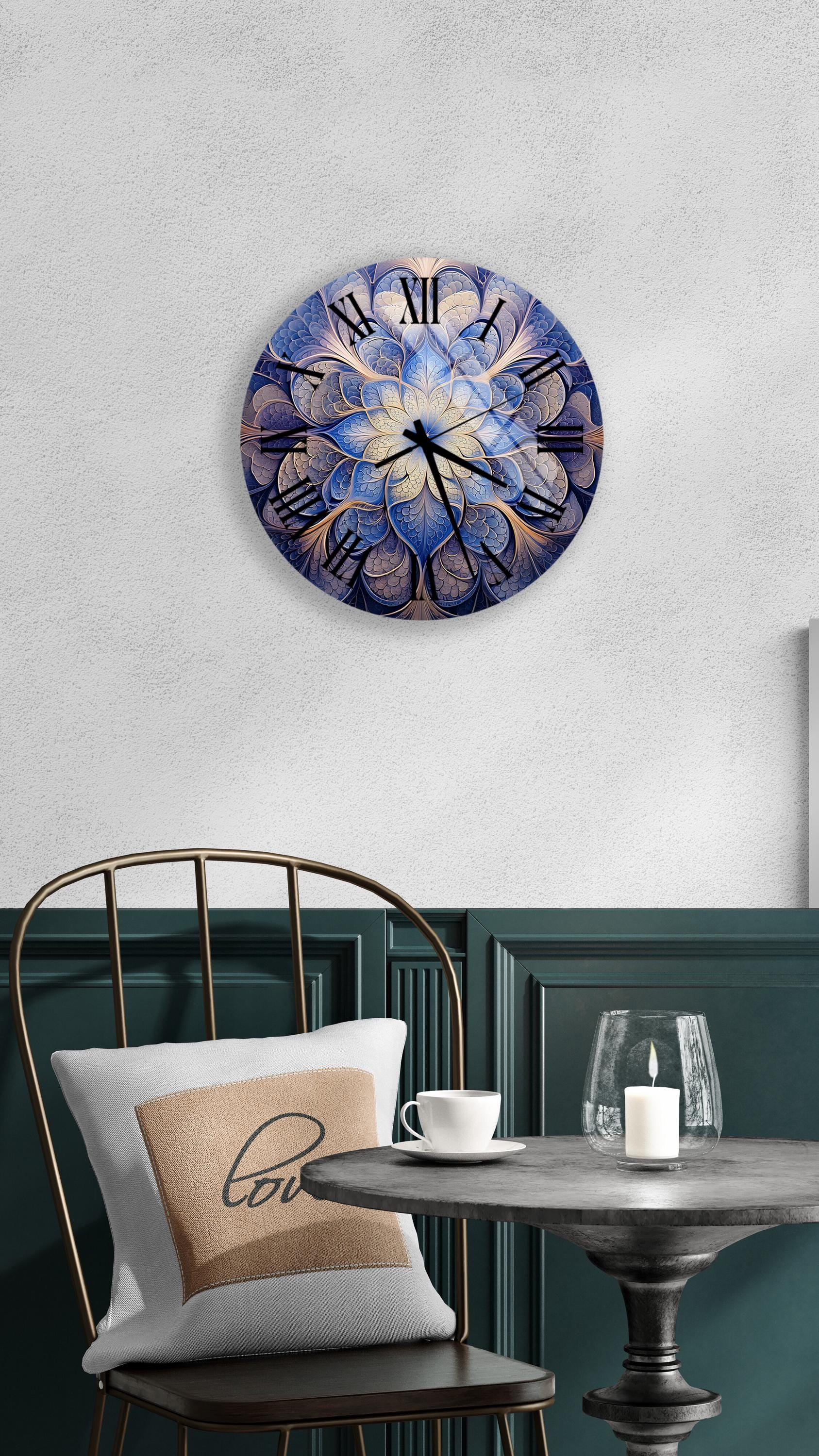 a clock that is on the wall above a table