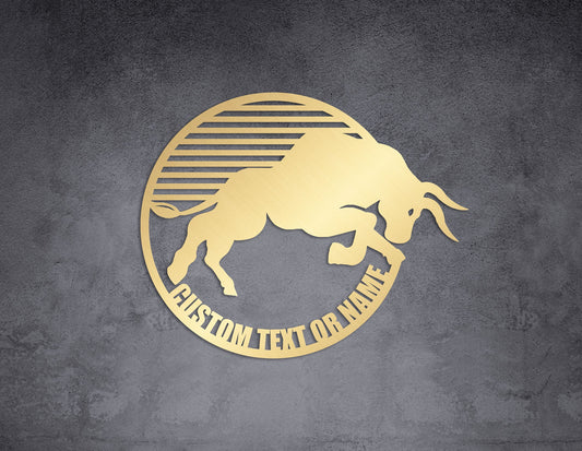 Bull Metal Wall Art - Large Gold 3D Animal Decor, Personalized Home Gift