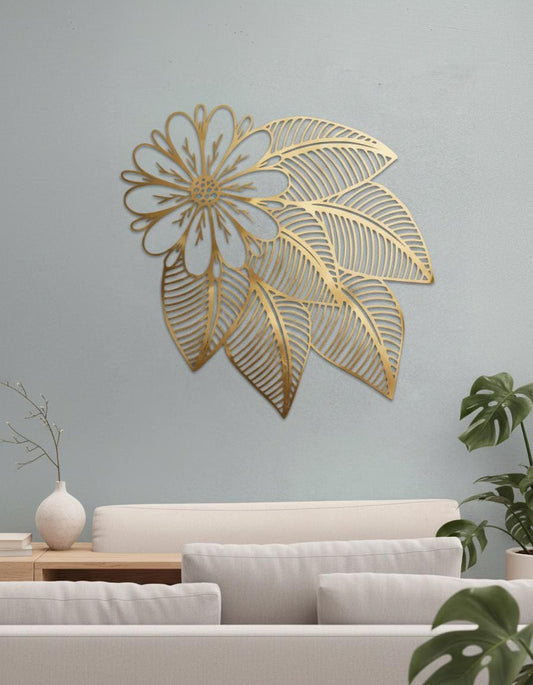 Metal Wall Art - Modern Floral Leaf Design | 3D Botanical Wall Decor Gift