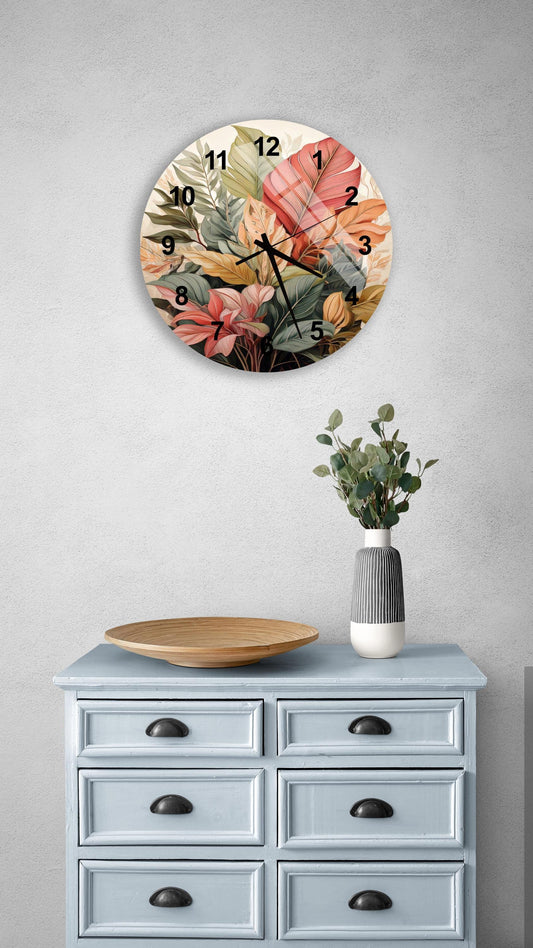 a clock that is on the wall above a dresser