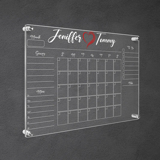 Custom Acrylic Wall Calendar, Personalized Wedding Gift for Home, Dry Erase Board, Monthly and Weekly Planner, Gift For Couples, Office Gift