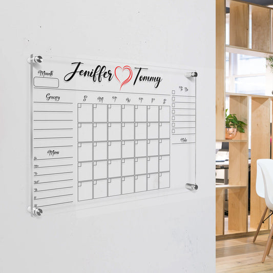 Acrylic Wall Calendar, Personalized Wedding Gift Family Wall Planner, Dry Erase Board, Monthly and Weekly Calendar, Command Center,