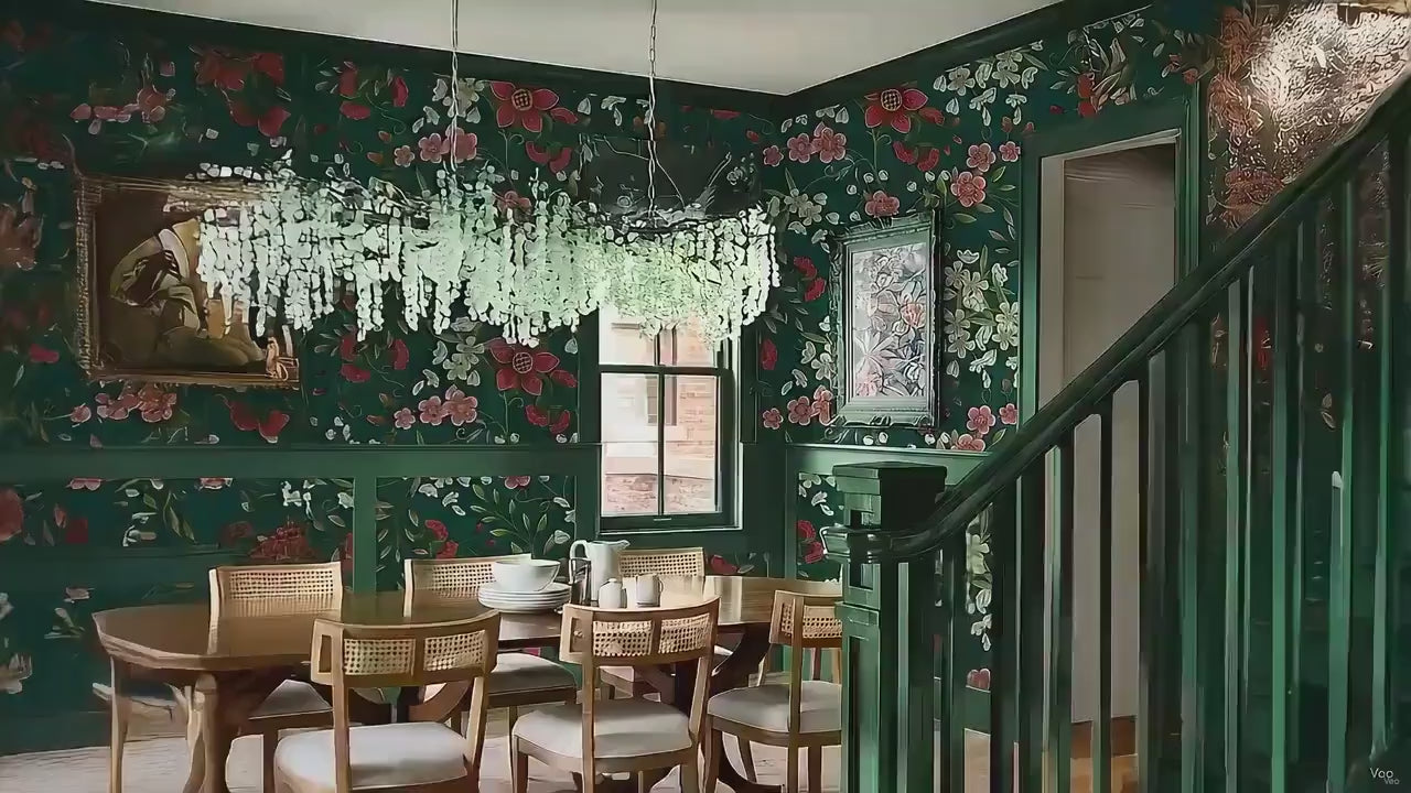 Chinoiserie Floral Wallpaper – Peel and Stick Elegant White Cherry Blossoms Mural
