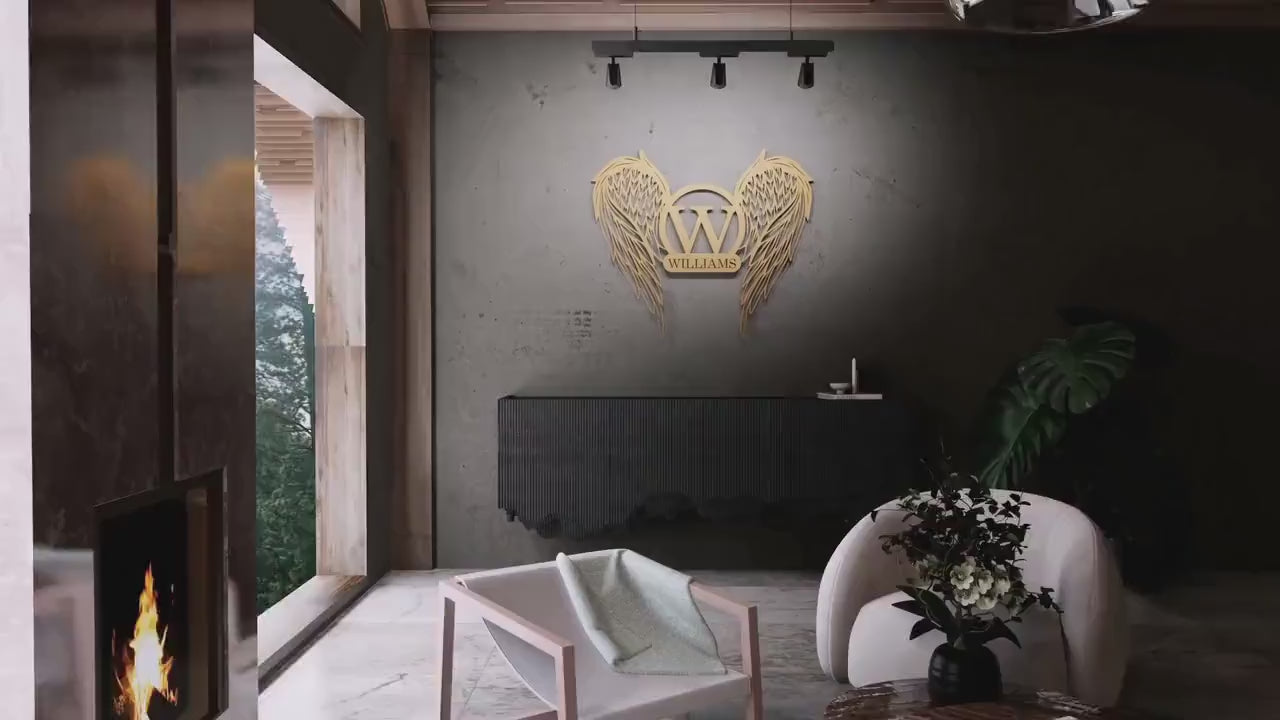 Metal Angel Wings | Custom Large Metal Wall Art - Personalized Name Sign